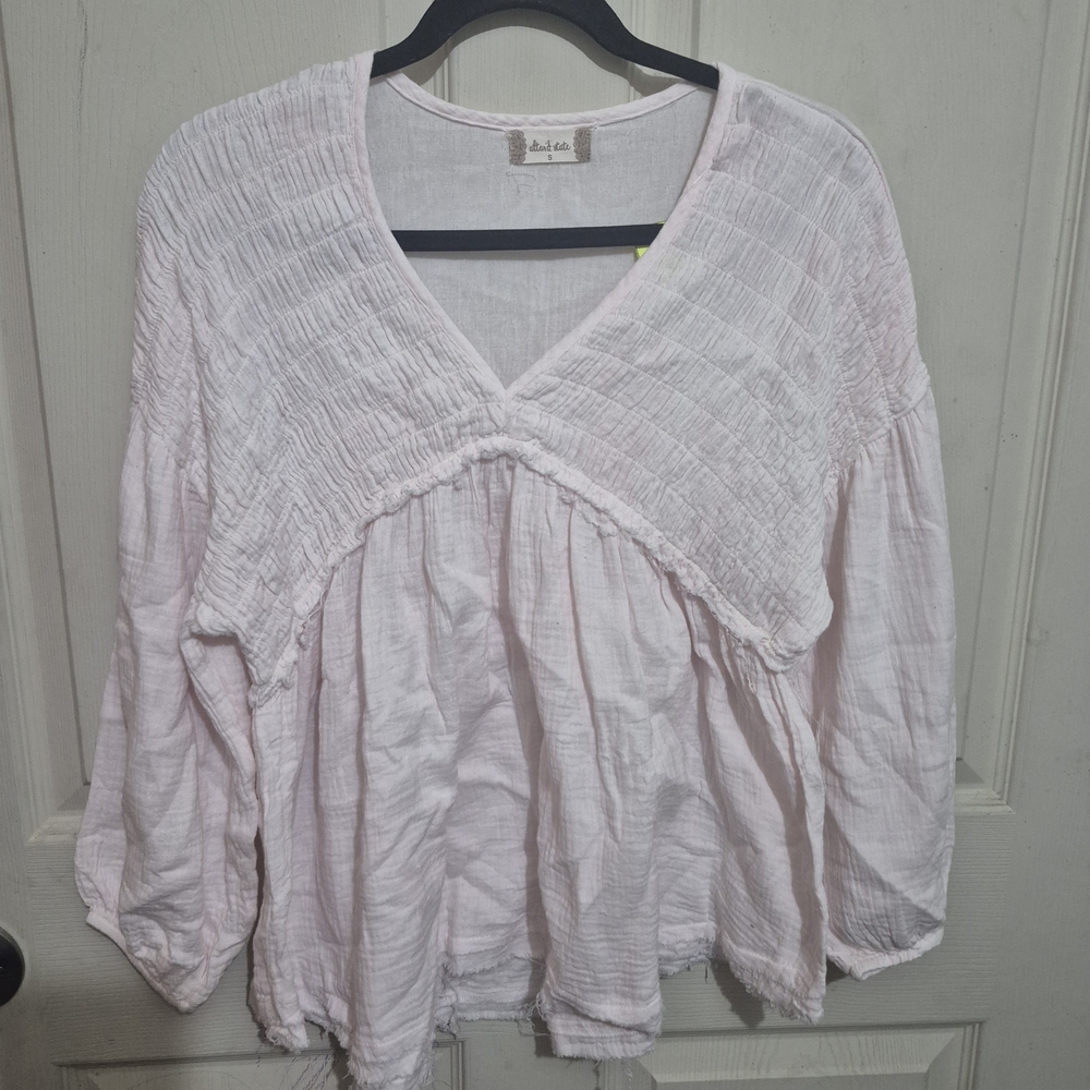 Altar'd State Light Pink Textured Blouse